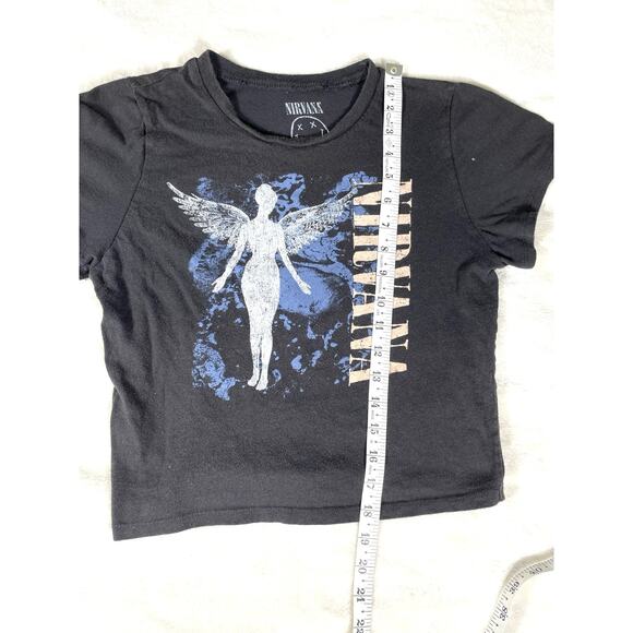 Nirvana In Utero Angel Crop Tee Black Graphic Womens M - Picture 4 of 6